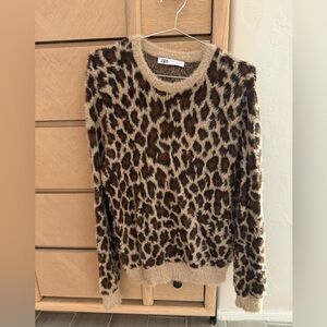 Zara fuzzy leopard sweater